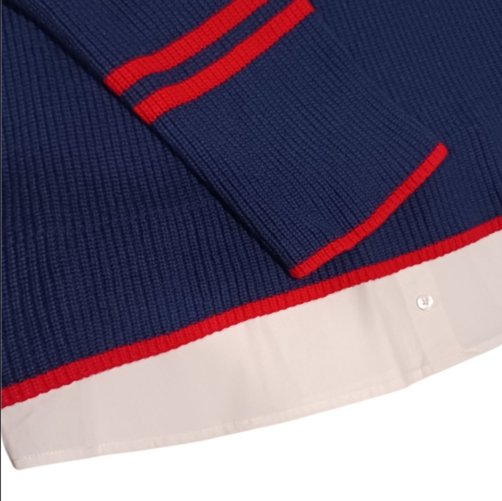 Talbots Layer Look Mock Neck Sweater Woven Hem - Picture 5 of 10